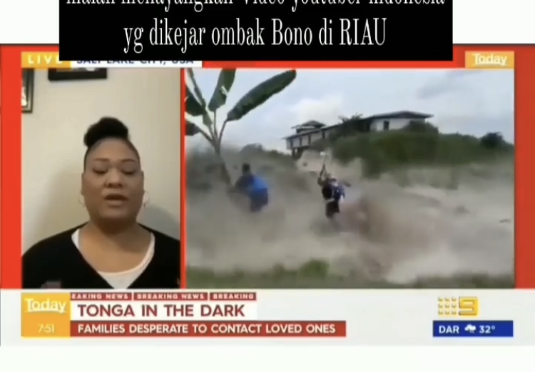 Salah server, Media Australia Tayangkan Vlog Wanita yang Tersapu Ombak di Bono Saat Beritakan Tsunami Tongo