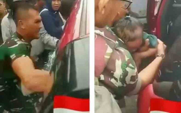 Viral Aksi Heroik Anggota TNI Pecahkan Kaca untuk Selamatkan Balita yang Terkunci Dalam Mobil