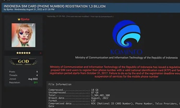 Kominfo Bantah Kebobolan Usai 1,3 Miliar Data dari SIM Prabayar Bocor
