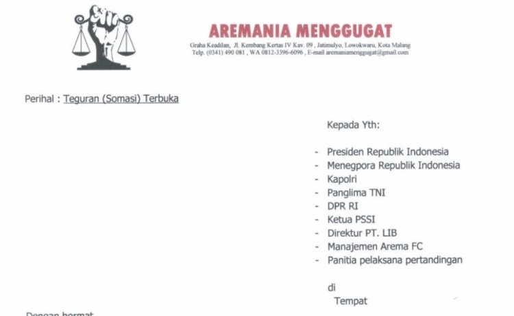 Aremania Somasi Presiden Jokowi, Tuntut Permintaan Maaf Atas Tragedi Kanjuruhan