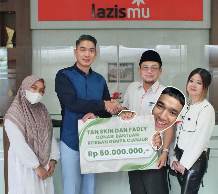 TAN Skin Bersama Fadly Faisal Beri Donasi Untuk Korban Gempa Cianjur