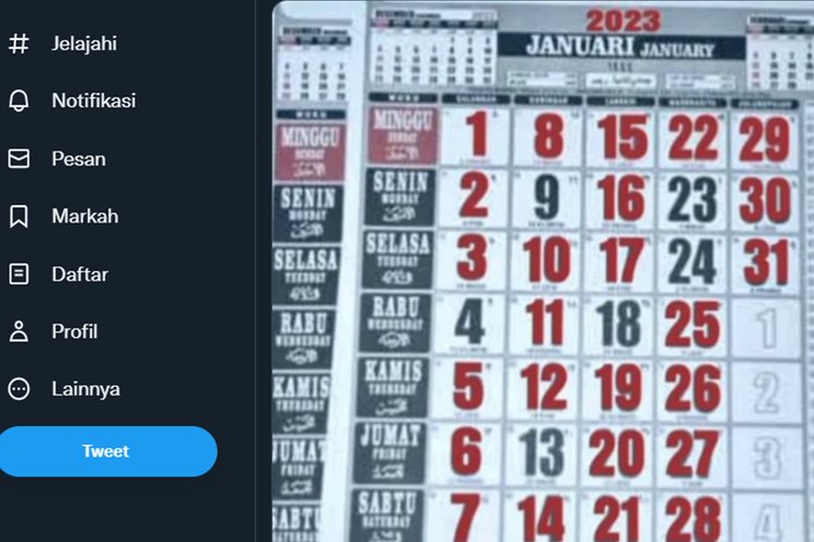 Heboh, Foto Kalender Januari 2023 Ada 25 Tanggal Merah, Kemenpan RB: Hoax