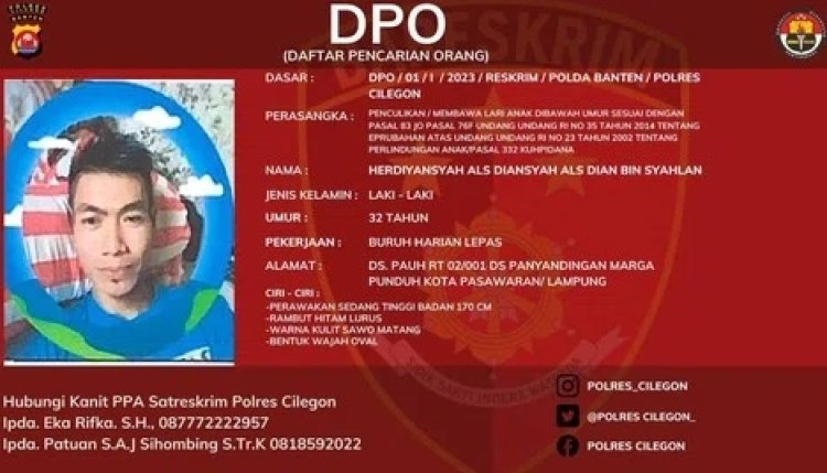 Jadi DPO, Polisi Sebar Foto Wajah Pelaku Penculikan Balita di Banten