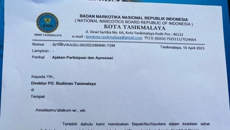 Kepala BNN Tasikmalaya Minta Maaf Usai Viral Surat Minta THR ke PO Budiman