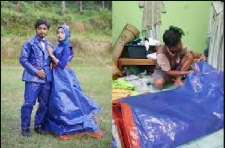 Viral Pasangan Foto Prewedding Pakai Baju dari Terpal