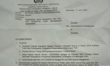 Berdasarkan surat Nomor : B/3549/VI/RES. 7.4/2023/Ditreskrimum. Polda Jabar limpahkan pengaduan SR ke Polresta Bandung untuk ditindak lanjuti Penyelidikan.