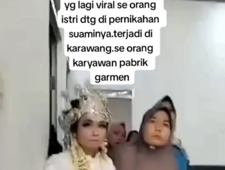 Viral! Seorang Istri Sah Gerebek Pesta Pernikahan Suaminya di Karawang
