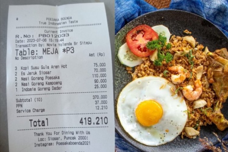 Viral Pria Ini Terkejut, Pesan Nasi Goreng dan Indomie di Kafe Harganya Rp 400 Ribu