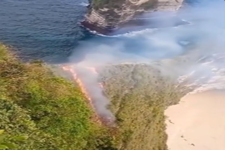 Viral! Pantai Kelingking Nusa Penida Bali Kebakaran, Diduga Karena Puntung Rokok