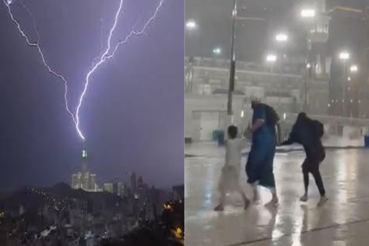 Masjidil Haram, Makkah Dilanda Hujan Deras, Petir, Disertai Angin Kencang
