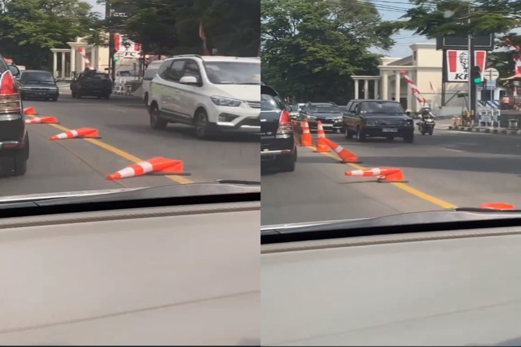 Viral Traffic Cone Meleyot di Cuaca Panas Semarang, BMKG Beri Penjelasan