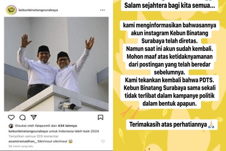 Akun Instagram Kebun Binatang Surabaya Dihack, Posting Foto Anies-Cak Imin