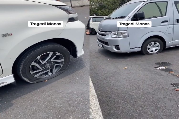Viral Video Mobil Alami Ban Kempes di Sekitar Monas Jakarta, Netizen Dukung Pelaku