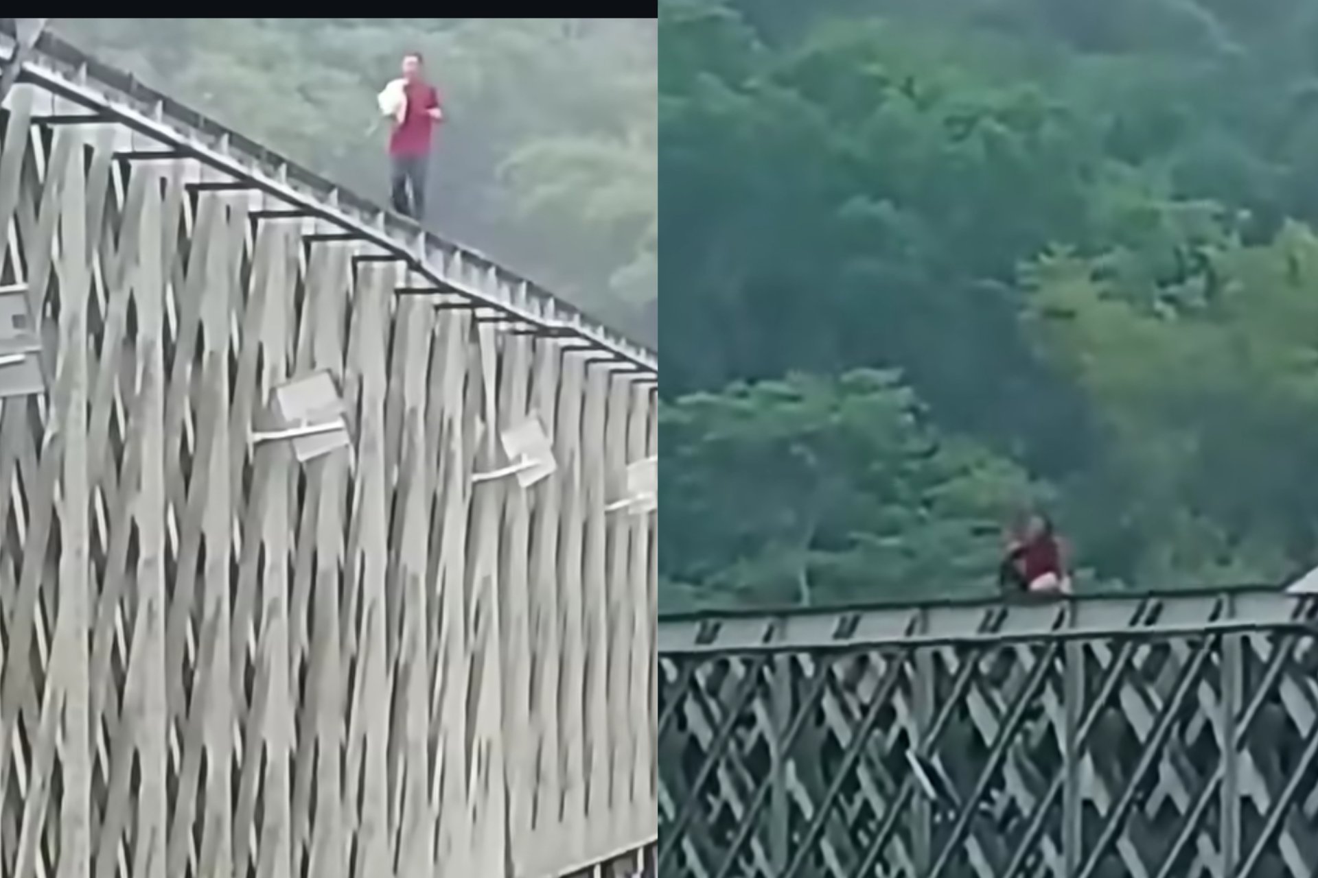 Pria Diduga ODGJ Joget di Atas Jembatan Rel Kereta Cirahong Tasikmalaya