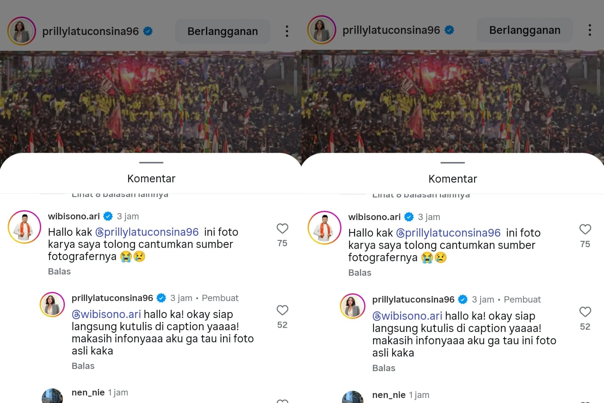 Gunakan Foto Netizen Tanpa Izin, Unggahan Instagram Prilly Latuconsina Ditegur Pemilik Asli