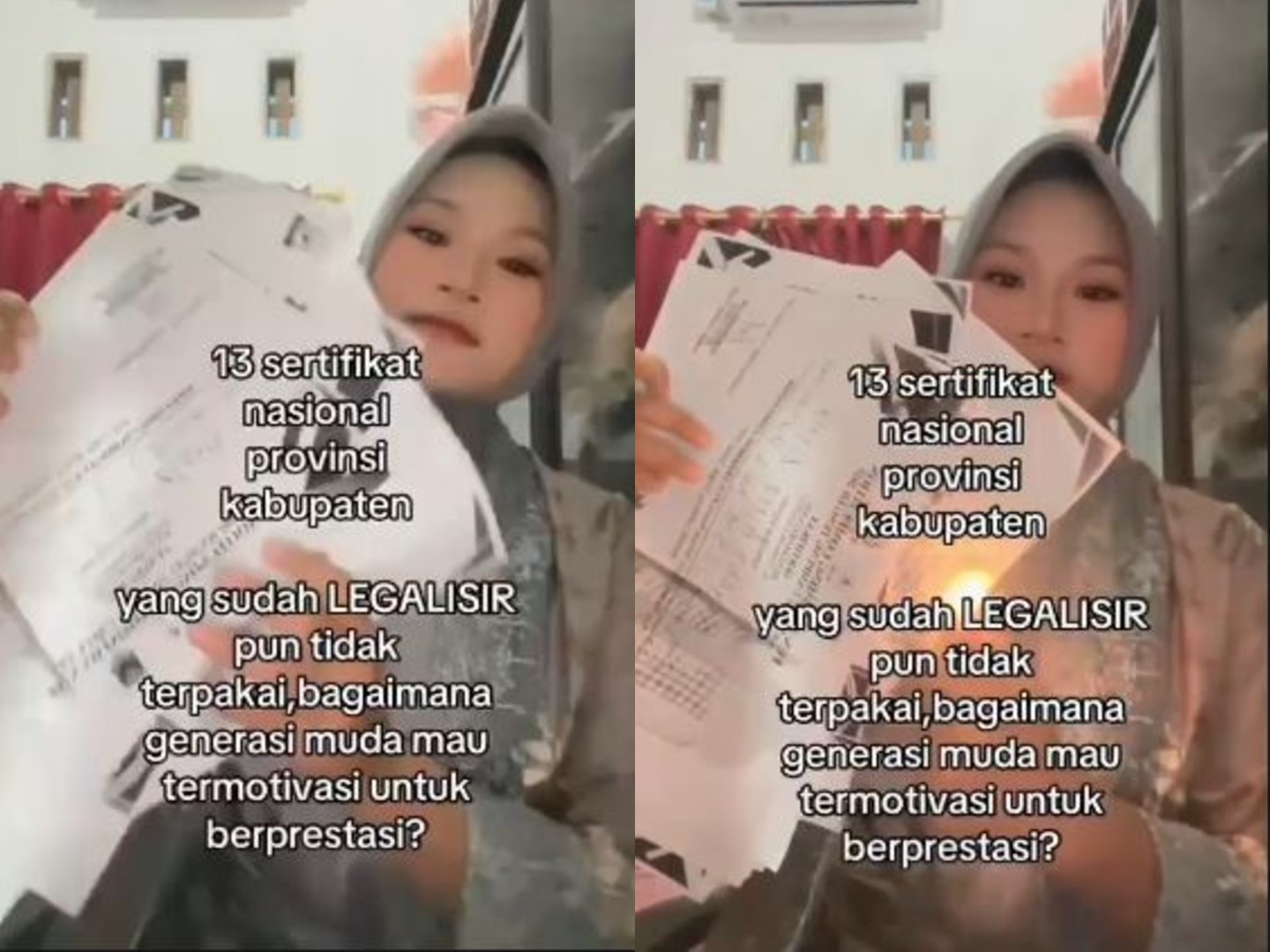 Kecewa Jalur Prestasi Tak Berguna, Video Wanita Bakar 13 Sertifikat Nasional-Kabupaten Viral di Medsos