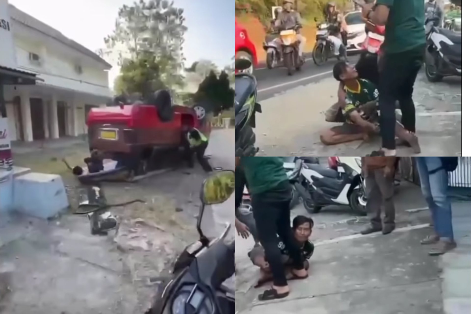 Video Viral! Angkot Angkut 17 Pelajar Terguling di Jatinangor, Sopir Malah Kesurupan Jadi Macan