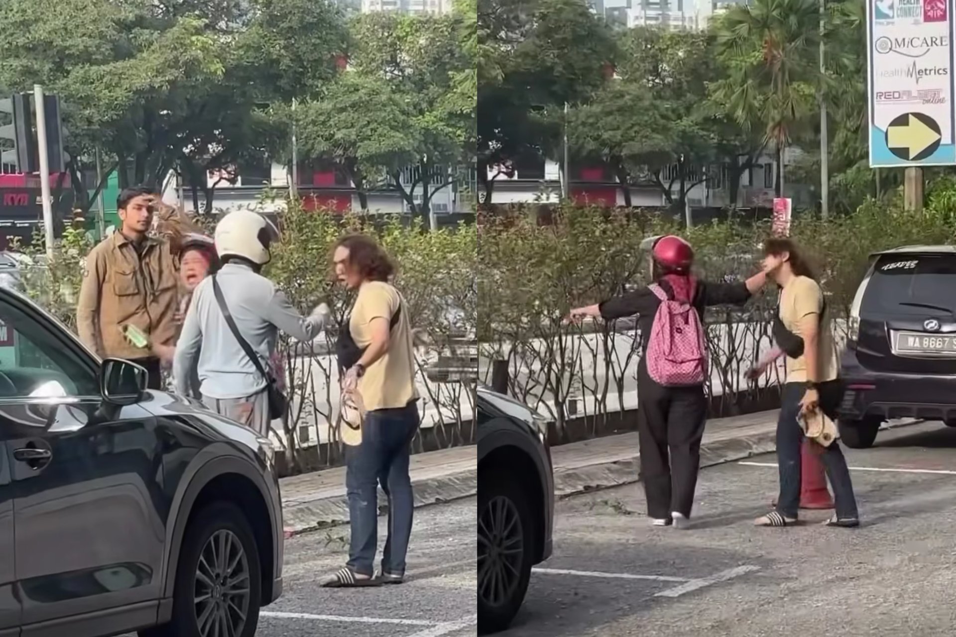 Heboh! Diadang hingga Jatuh dari Motor, Wanita di Malaysia Jambak Mantan yang Posesif