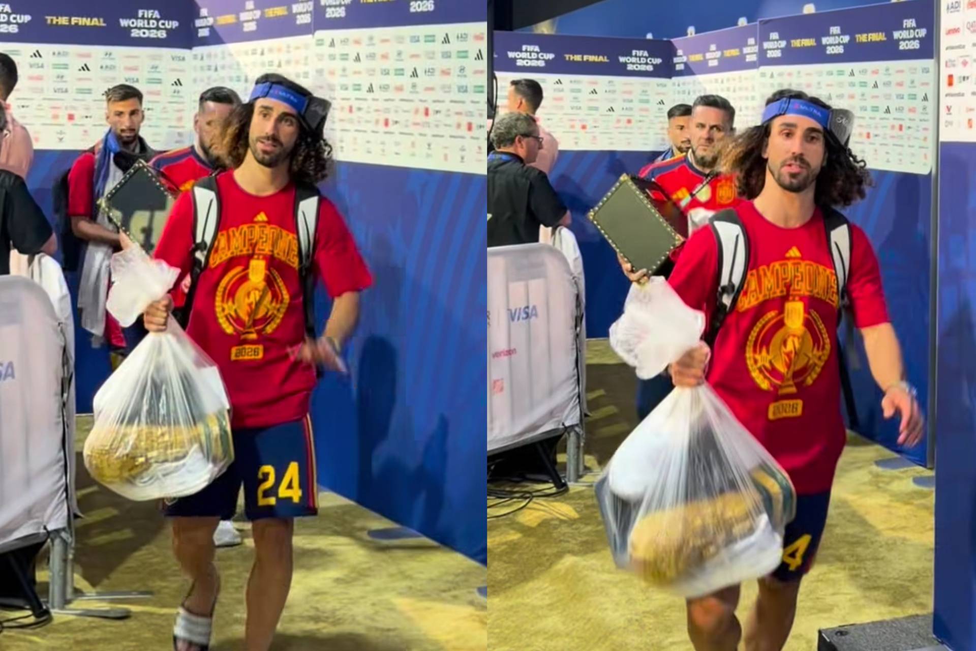 Bikin Syok! Bintang Spanyol Ini Kedapatan Bawa Trofi Piala Dunia Pakai Plastik Sampah