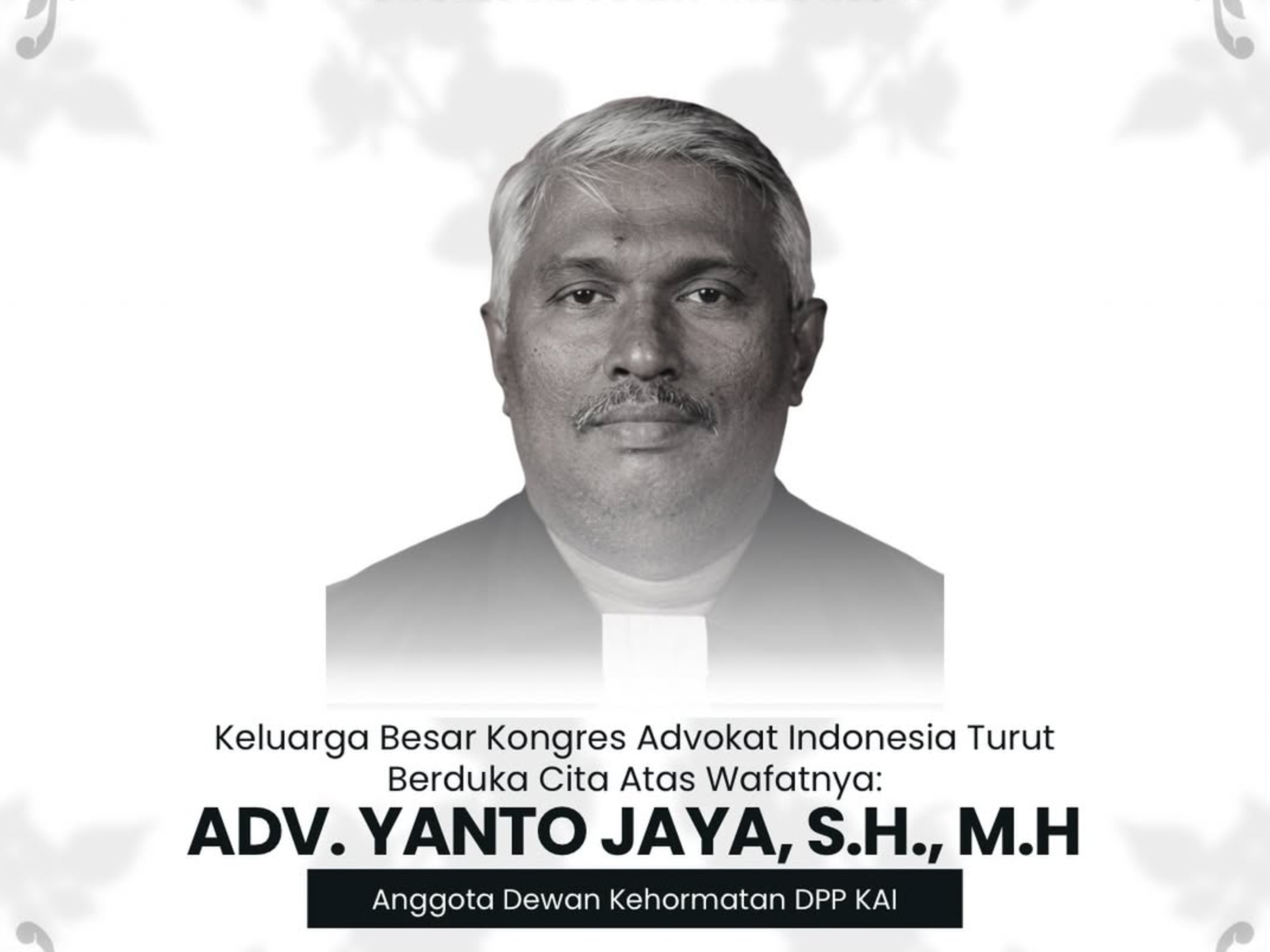 Kabar Duka: Advokat Senior Yanto Jaya, S.H., M.H. Meninggal Dunia
