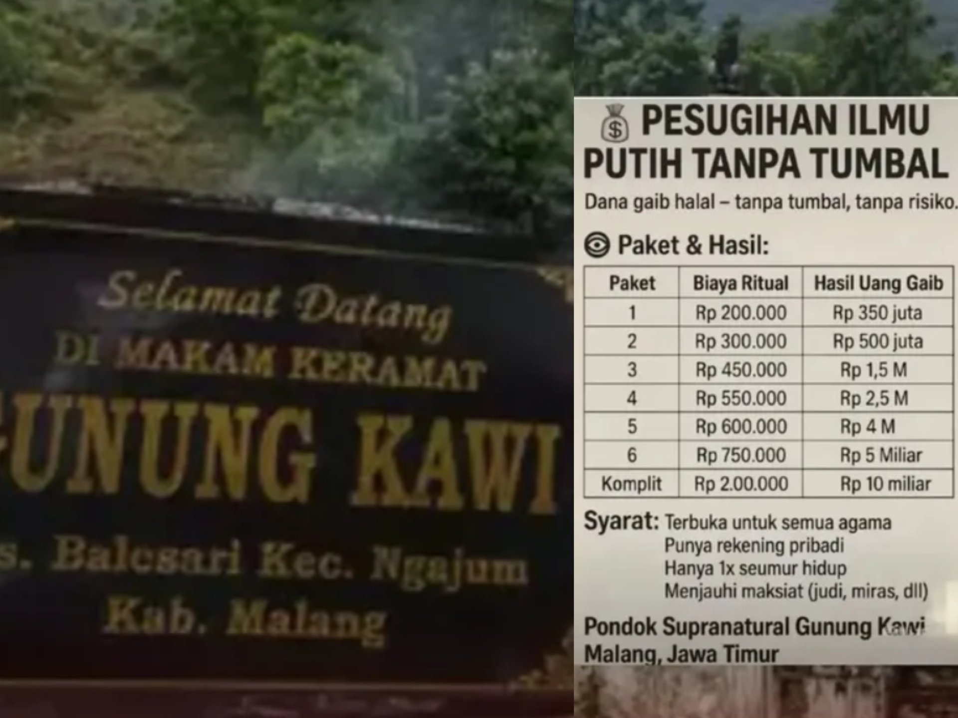 Viral! Isu 'Rate Card' Pesugihan Gunung Kawi Rp200 Ribu Dapat Rp10 Miliar Bikin Heboh Netizen