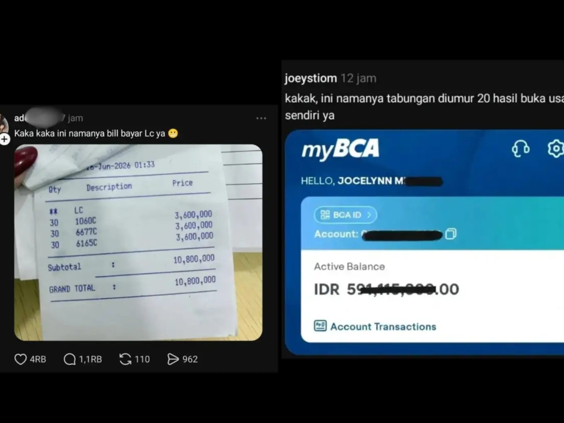 Pamer Tagihan LC Rp10 Juta Semalam, Dibalas Telak Perempuan dengan Tabungan 3 Digit Hasil Bisnis