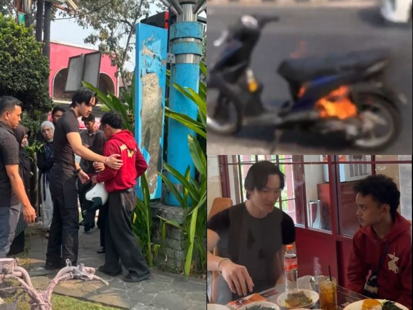 Motor Mendadak Terbakar di Bintaro, Azka Corbuzier Terekam Ikut Padamkan Api