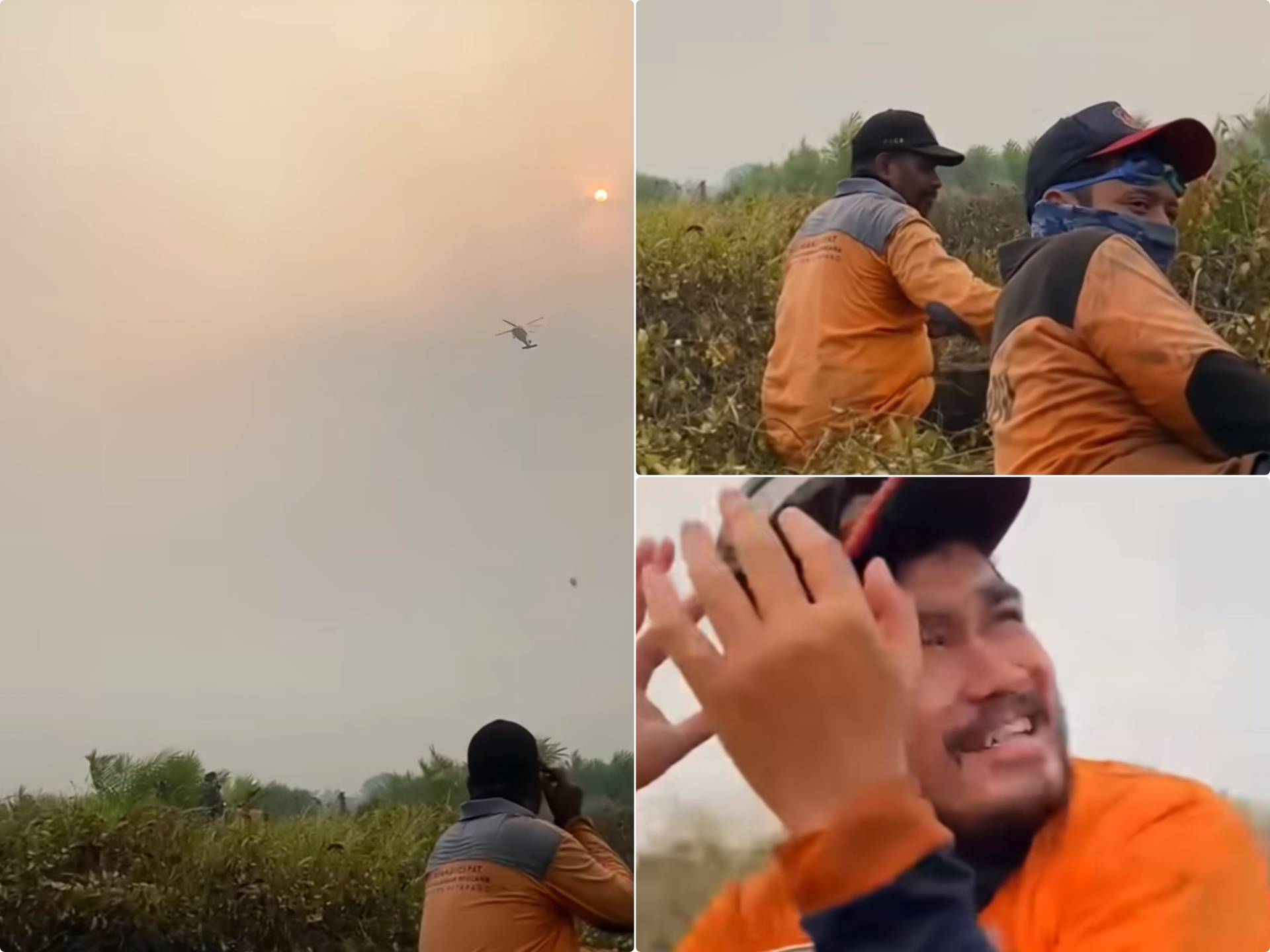 Bikin Ngakak! Dikira Titik Api, Tim Damkar Ketapang Malah Kena "Guyur" Air Helikopter dari Udara