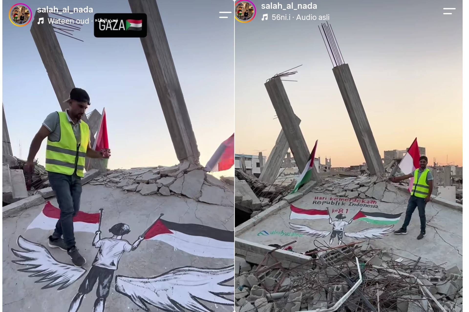 Di Tengah Puing Bangunan Gaza, Ucapan HUT RI ke-81 dari Palestina Ini Mendadak Viral