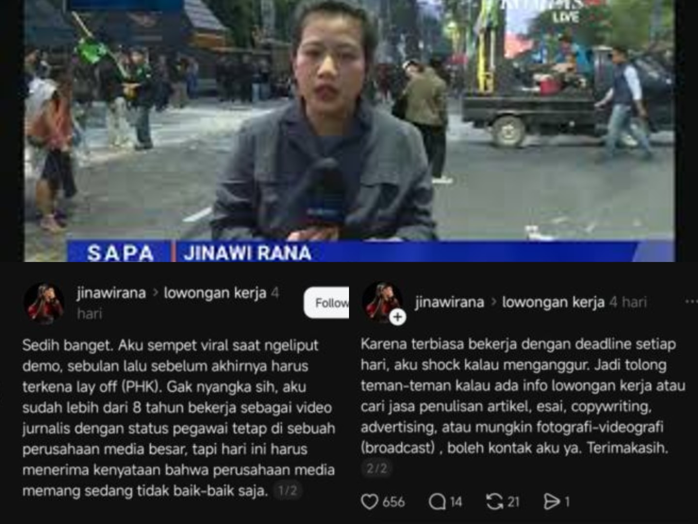 Sempat Viral Liput Demo Mahasiswa, Jurnalis Senior Ini Malah Kena PHK: "Aku Shock”