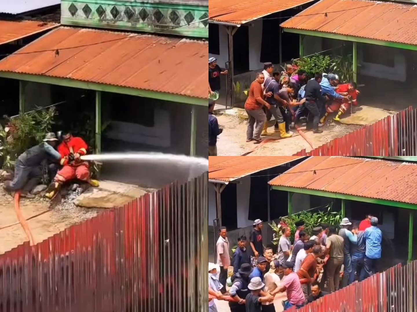 Petugas Damkar Terjatuh, Aksi 'Gercep' Warga Bantu Pegang Selang Bertekanan Tinggi Tuai Pujian