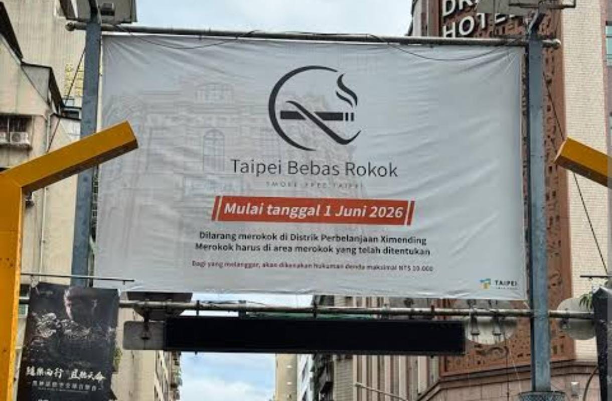 Viral Spanduk Bahasa Indonesia di Taipei, Pemerintah Ingatkan Larangan Merokok