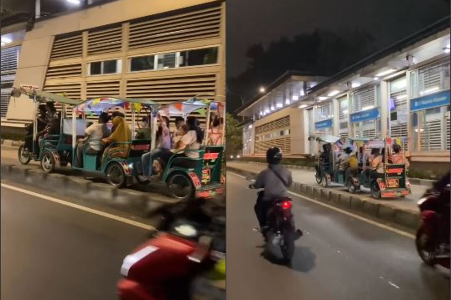 Nekat Banget! Odong-Odong Nyelonong ke Busway Klender, Bus Transjakarta Pasrah Mengekor